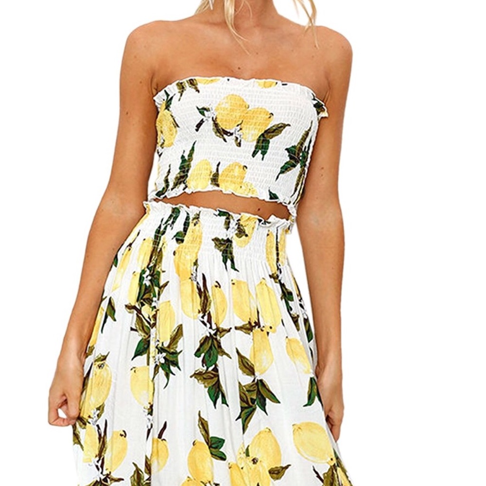 Two piece lemon skirt set